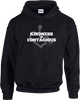 Black hooded pullover. Our trademarked International Symbol of Acceptance ("wheelchair heart symbol") sits behind the phrase Kindness is Contagious boldly displayed on your chest.