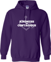 Purple hooded pullover. Our trademarked International Symbol of Acceptance ("wheelchair heart symbol") sits behind the phrase Kindness is Contagious boldly displayed on your chest.