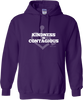 Purple hooded pullover. Our trademarked International Symbol of Acceptance ("wheelchair heart symbol") sits behind the phrase Kindness is Contagious boldly displayed on your chest.