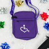 Purple 3E Love Bag w/Embroidered Wheelchair heart symbol on front and 3'E's slogan on strap.