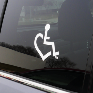 Take the International Symbol of Acceptance on the road with this window decal in white.