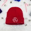 Cardinal Red, Adult knit beanie hat w/ cuff featuring our Circle of 3E Love embroidered with white threads