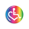 Rainbow Stripe Wheelchair Heart Button