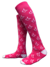 Pink knee high socks featuring the International Symbol of Acceptance