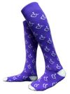 Purple knee high socks featuring the International Symbol of Acceptance