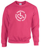 Pink crewneck sweatshirt. Our trademarked International Symbol of Acceptance ("wheelchair heart symbol") is center chest with our 3E's "Embrace. Educate. Empower." surrounding it in a circle.