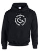 Black Hooded Pullover. Our trademarked International Symbol of Acceptance ("wheelchair heart symbol") is center chest with our 3E's "Embrace. Educate. Empower." surrounding it in a circle.