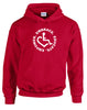 Red Hooded Pullover. Our trademarked International Symbol of Acceptance ("wheelchair heart symbol") is center chest with our 3E's "Embrace. Educate. Empower." surrounding it in a circle.