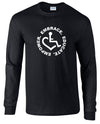 Black Long Sleeve T-Shirt. Our trademarked International Symbol of Acceptance ("wheelchair heart symbol") is center chest with our 3E's "Embrace. Educate. Empower." surrounding it in a circle.