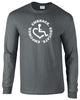 Charcoal Long Sleeve T-Shirt. Our trademarked International Symbol of Acceptance ("wheelchair heart symbol") is center chest with our 3E's "Embrace. Educate. Empower." surrounding it in a circle.