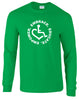 Irish Green Long Sleeve T-Shirt. Our trademarked International Symbol of Acceptance ("wheelchair heart symbol") is center chest with our 3E's "Embrace. Educate. Empower." surrounding it in a circle.