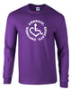 Purple Long Sleeve T-Shirt. Our trademarked International Symbol of Acceptance ("wheelchair heart symbol") is center chest with our 3E's "Embrace. Educate. Empower." surrounding it in a circle.