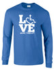 Royal blue long sleeve t-shirt. Our trademarked International Symbol of Acceptance ("wheelchair heart symbol") is featured proudly on your item