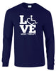 Navy long sleeve t-shirt. Our trademarked International Symbol of Acceptance ("wheelchair heart symbol") is featured proudly on your item
