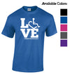 Tell everyone how proud you are to embrace and love life. Spread the conversation of social acceptance of disability with this t-shirt. Our trademarked International Symbol of Acceptance ("wheelchair heart symbol") is featured proudly on your item