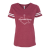 Burgundy ladies football jersey. Our trademarked International Symbol of Acceptance ("wheelchair heart symbol") is featured proudly in the background on your item. 