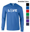 LOVE Long Sleeve T-shirt. Tell everyone how proud you are to embrace and love life. Spread the conversation of social acceptance of disability with this long sleeve t-shirt. Our trademarked International Symbol of Acceptance (""wheelchair heart symbol"") replaces the O in the word LOVE boldly displayed on your chest.