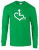 Irish green long-sleeve. Our trademarked International Symbol of Acceptance ("wheelchair heart symbol") boldly displayed over your heart.
