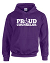 Purple hooded pullover. Our trademarked International Symbol of Acceptance ("wheelchair heart symbol") replaces the O in the word PROUD boldly displayed on your chest.
