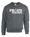 Charcoal crewneck sweatshirt. Our trademarked International Symbol of Acceptance ("wheelchair heart symbol") replaces the O in the word PROUD boldly displayed on your chest.