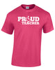 Pink t-shirt. Our trademarked International Symbol of Acceptance ("wheelchair heart symbol") replaces the O in the word PROUD boldly displayed on your chest.