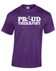 Purple t-shirt. Our trademarked International Symbol of Acceptance ("wheelchair heart symbol") replaces the O in the word PROUD boldly displayed on your chest.