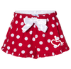 Red/white dot ladies flannel pajama shorts that feature our International Symbol of Acceptance on the front left thigh