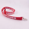 Red Lanyards feature our International Symbol of Acceptance ("wheelchair heart symbol") and the three E's, Embrace, Educate and Empower.