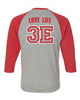 Team 3E Love Baseball Tee - Red