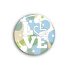 LOVE Block on Green/Blue Pattern Button
