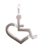 Sterling Silver Wheelchair Heart Charm for Bracelet. This sterling silver charm is in the shape of our trademarked International Symbol of Acceptance (Wheelchair Heart). Item is individually handcrafted and will last forever.
