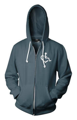 Asphalt Heart Hooded Zip-Up. Tell everyone that you embrace and love life. Spread the conversation of social acceptance of disability with this hooded pullover!. Our trademarked International Symbol of Acceptance ("wheelchair heart symbol") boldly displayed over your heart.