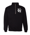 Black quarter zip. Our trademarked International Symbol of Acceptance ("wheelchair heart symbol") replaces the "O" in the word "LOVE" in the phrase "LOVE Nursing."