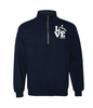 Navy quarter zip. Our trademarked International Symbol of Acceptance ("wheelchair heart symbol") replaces the "O" in the word "LOVE" in the phrase "LOVE Nursing."