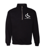 Black quarter zip. Our trademarked International Symbol of Acceptance ("wheelchair heart symbol") sits above our 3E's "Embrace, Educate, Empower"