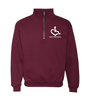 Maroon quarter zip. Our trademarked International Symbol of Acceptance ("wheelchair heart symbol") sits above our 3E's "Embrace, Educate, Empower"