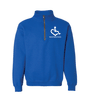 Royal blue quarter zip. Our trademarked International Symbol of Acceptance ("wheelchair heart symbol") sits above our 3E's "Embrace, Educate, Empower"