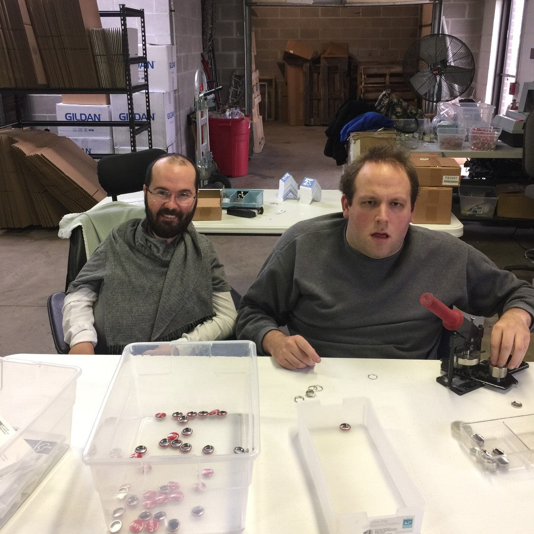 Former intern, turned employee, Sam working with co-founder Steve Hopkins