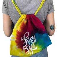 Love Life Script Tie-Dye Drawstring Bags