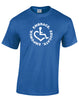 Our trademarked wheelchair heart symbol is center chest with our 3E's, "Embrace. Educate. Empower." surrounding it in a circle