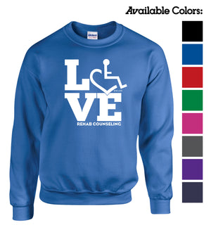 Tell everyone how proud you are to embrace and love life. Spread the conversation of social acceptance of disability with this crewneck sweatshirt. Our trademarked International Symbol of Acceptance ("wheelchair heart symbol") is featured proudly on your item