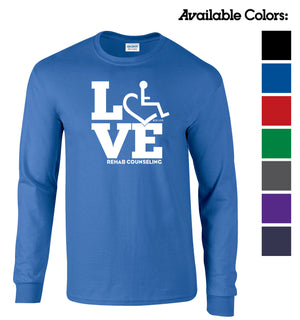 Tell everyone how proud you are to embrace and love life. Spread the conversation of social acceptance of disability with this long sleeve t-shirt. Our trademarked International Symbol of Acceptance ("wheelchair heart symbol") is featured proudly on your item