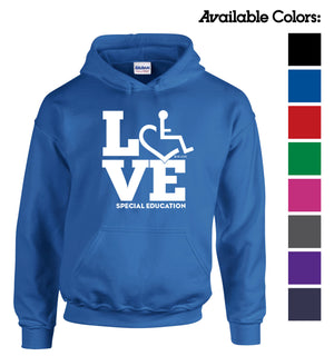 Tell everyone how proud you are to embrace and love life. Spread the conversation of social acceptance of disability with this hooded pullover. Our trademarked International Symbol of Acceptance ("wheelchair heart symbol") is featured proudly on your item