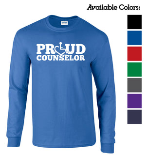 Tell everyone how proud you are to embrace and love life. Spread the conversation of social acceptance of disability with this long sleeve t-shirt. Our trademarked International Symbol of Acceptance ("wheelchair heart symbol") replaces the O in the word PROUD boldly displayed on your chest.