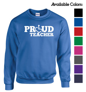 Tell everyone how proud you are to embrace and love life. Spread the conversation of social acceptance of disability with this crewneck sweatshirt. Our trademarked International Symbol of Acceptance ("wheelchair heart symbol") replaces the O in the word PROUD boldly displayed on your chest.