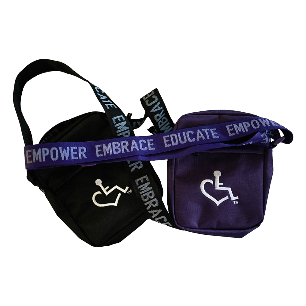 New! Embroidered 3E Love Shoulder Bag w/Wheelchair Heart