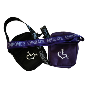 NEW 3E Love Bag w/Embroidered Wheelchair heart symbol on front and 3'E's slogan on strap.
