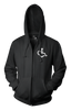 Black Heart Hooded Zip-Up. Tell everyone that you embrace and love life. Spread the conversation of social acceptance of disability with this hooded pullover!. Our trademarked International Symbol of Acceptance ("wheelchair heart symbol") boldly displayed over your heart.