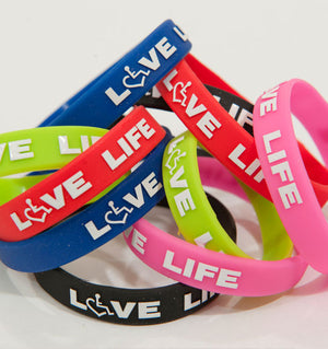 Love Life Silicone Awareness Bracelets.  Show everyone how much you love life with one of our brand new, silicone awareness bracelets.